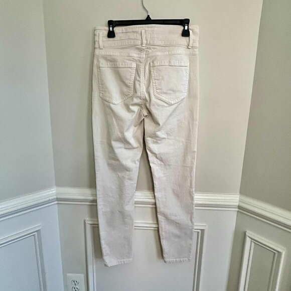 Ann Taylor Size 6 High Waist Skinny Three Button Beige Cream Jeans 29 Inseam - Picture 2 of 7